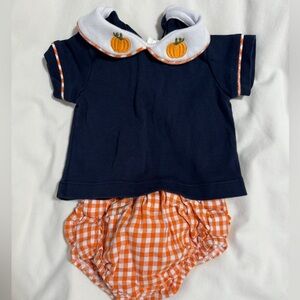 Lullaby Set Pumpkin Top with Orange Gingham Bloomers for Baby Girl | 6M